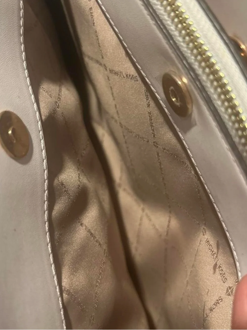 Michael Kors Camel Saffiano Leather Tote with Gold Logo Charm